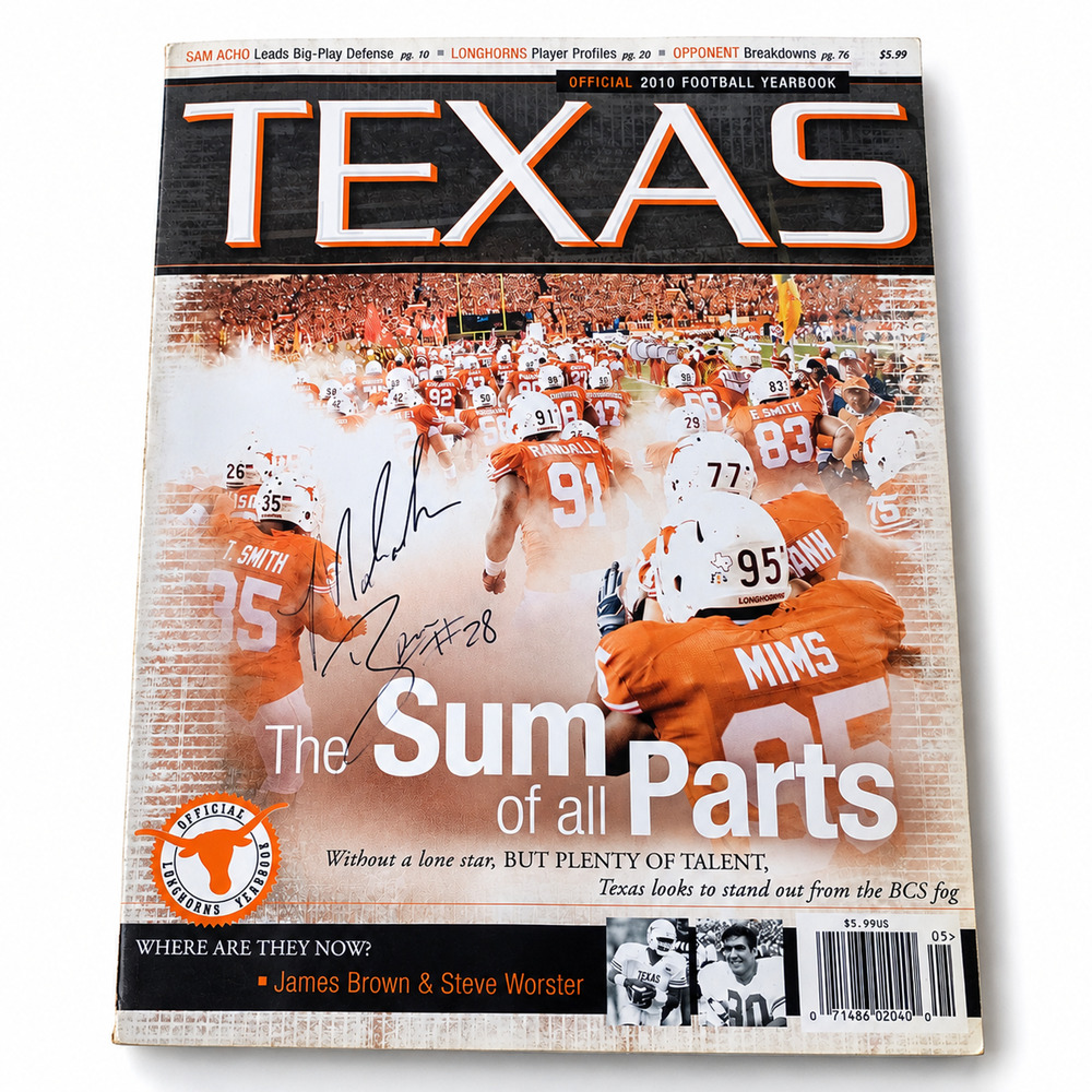 Hand-signed Texas Football Magazine UT Austin Longhorns Yearbook 2010